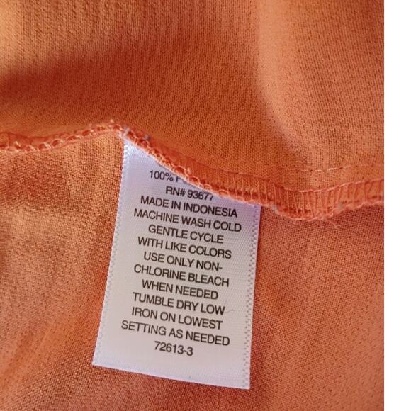 Worthington PM Modest Tie Waist Button Shirt Dress Orange Career Work Petite - Picture 12 of 13